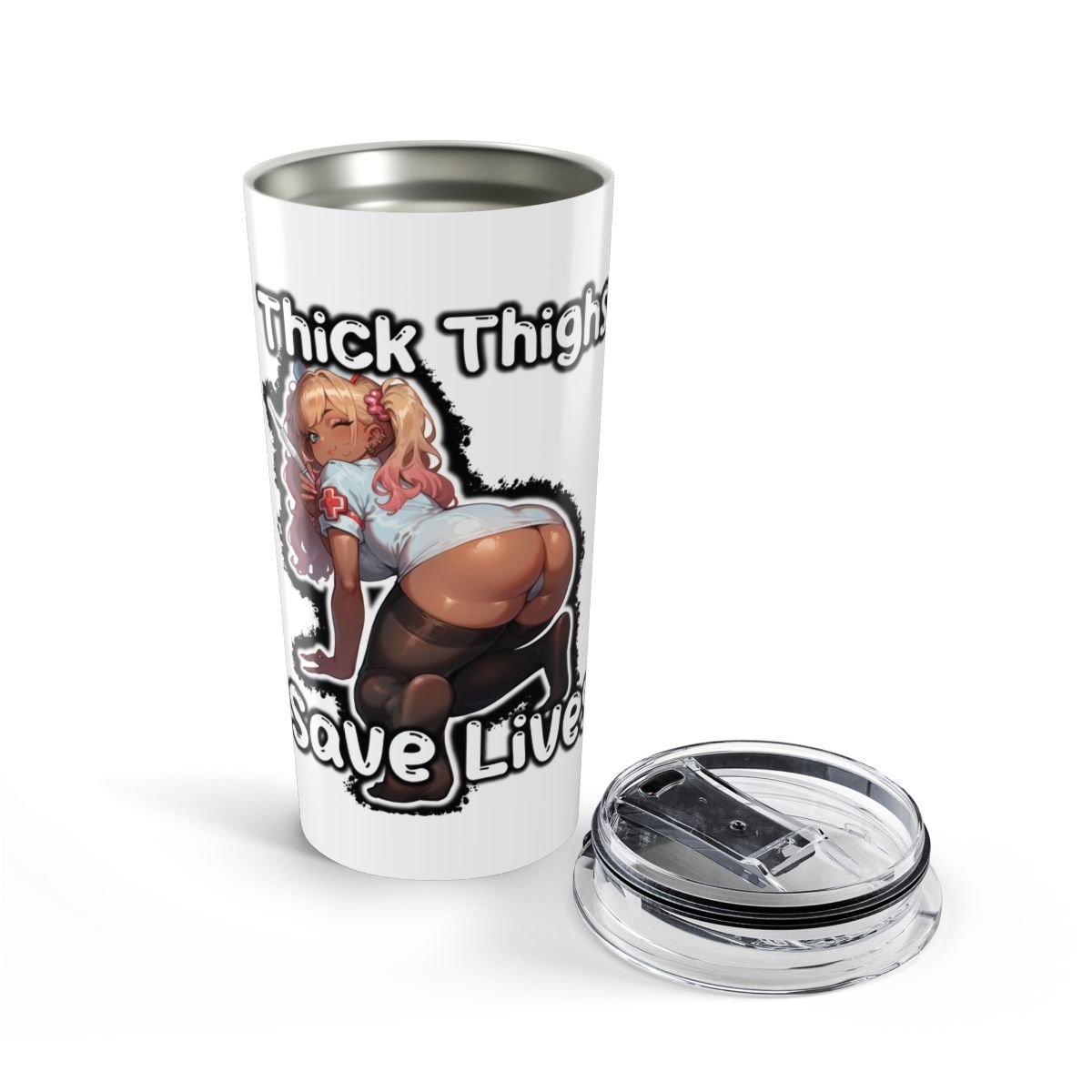 Thick Thighs Save Lives - Gyaru Cute Ecchi Tumbler (20 oz) - Image 2